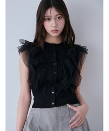 SNIDEL（スナイデル）の「チュールフリルクルーニット（ニット/セーター）」