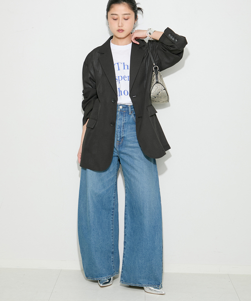 journal standard L'essage（ジャーナルスタンダードレサージュ）の「【THE INDIS~】ピグメントTシャツ（Tシャツ/カットソー・レディース・ホワイト/ブルー系その他/ブラウン・FREE）」の4枚目の写真