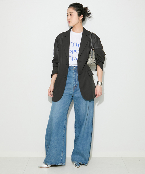 journal standard L'essage（ジャーナルスタンダードレサージュ）の「【THE INDIS~】ピグメントTシャツ（Tシャツ/カットソー・レディース・ホワイト/ブルー系その他/ブラウン・FREE）」の5枚目の写真