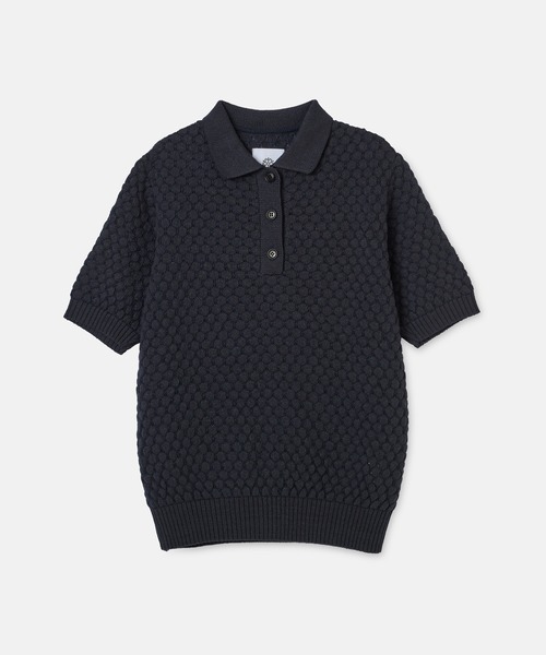 SEAGREEN(シーグリーン)の「SEAGREEN(シーグリーン) PAPER WAFFLE POLO(ポロシャツ・レディース・ネイビー/ホワイト・1/2)」の1枚目の写真