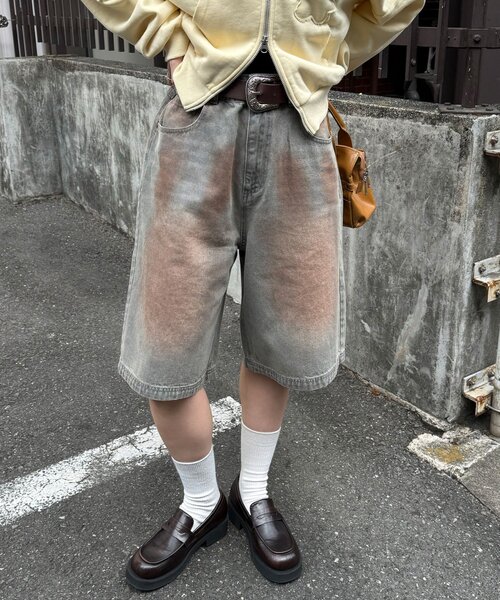 CIAOPANIC(チャオパニック)の「ヴィンテージライクデニムバギーショーツ(デニムパンツ・レディース・サックスブルー/グレー/インディゴブルー/ブラック・MEDIUM/LARGE)」の3枚目の写真