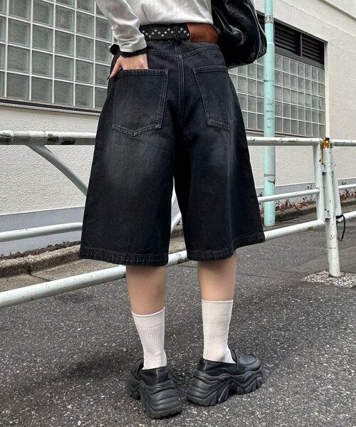 CIAOPANIC(チャオパニック)の「ヴィンテージライクデニムバギーショーツ(デニムパンツ・レディース・サックスブルー/グレー/インディゴブルー/ブラック・MEDIUM/LARGE)」の8枚目の写真