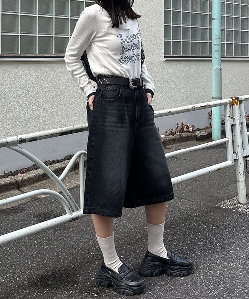 CIAOPANIC(チャオパニック)の「ヴィンテージライクデニムバギーショーツ(デニムパンツ・レディース・サックスブルー/グレー/インディゴブルー/ブラック・MEDIUM/LARGE)」の10枚目の写真