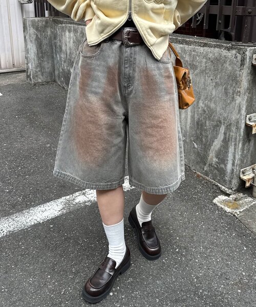 CIAOPANIC(チャオパニック)の「ヴィンテージライクデニムバギーショーツ(デニムパンツ・レディース・サックスブルー/グレー/インディゴブルー/ブラック・MEDIUM/LARGE)」の12枚目の写真