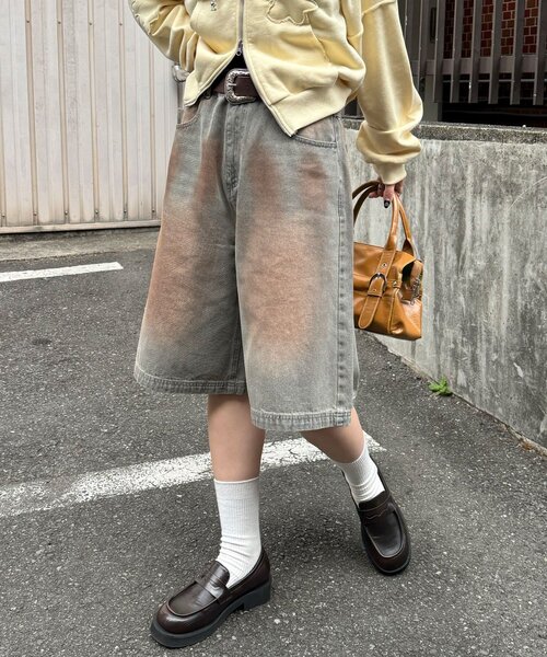 CIAOPANIC(チャオパニック)の「ヴィンテージライクデニムバギーショーツ(デニムパンツ・レディース・サックスブルー/グレー/インディゴブルー/ブラック・MEDIUM/LARGE)」の13枚目の写真