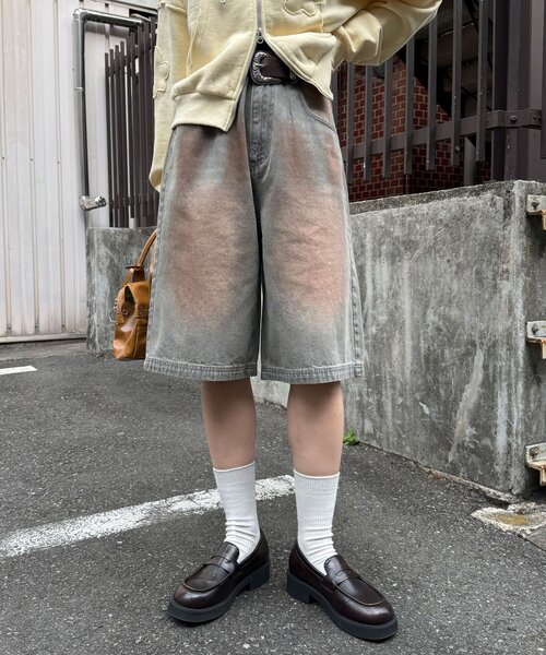 CIAOPANIC(チャオパニック)の「ヴィンテージライクデニムバギーショーツ(デニムパンツ・レディース・サックスブルー/グレー/インディゴブルー/ブラック・MEDIUM/LARGE)」の14枚目の写真