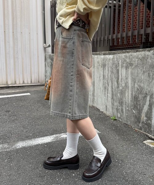 CIAOPANIC(チャオパニック)の「ヴィンテージライクデニムバギーショーツ(デニムパンツ・レディース・サックスブルー/グレー/インディゴブルー/ブラック・MEDIUM/LARGE)」の15枚目の写真