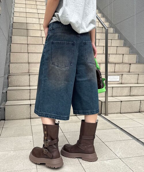 CIAOPANIC(チャオパニック)の「ヴィンテージライクデニムバギーショーツ(デニムパンツ・レディース・サックスブルー/グレー/インディゴブルー/ブラック・MEDIUM/LARGE)」の22枚目の写真