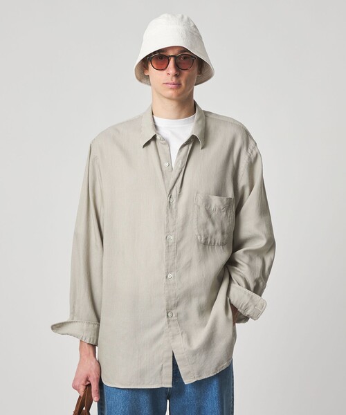 Steven Alan(スティーブンアラン)の「<Steven Alan> ドレープ コードレーン レギュラーカラー シャツ LOOSE(シャツ/ブラウス・メンズ・ベージュ/ライトブルー・M/XL/S/L)」の4枚目の写真
