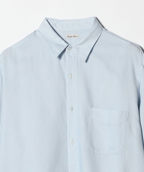 Steven Alan＞ ドレープ コードレーン レギュラーカラー シャツ LOOSE