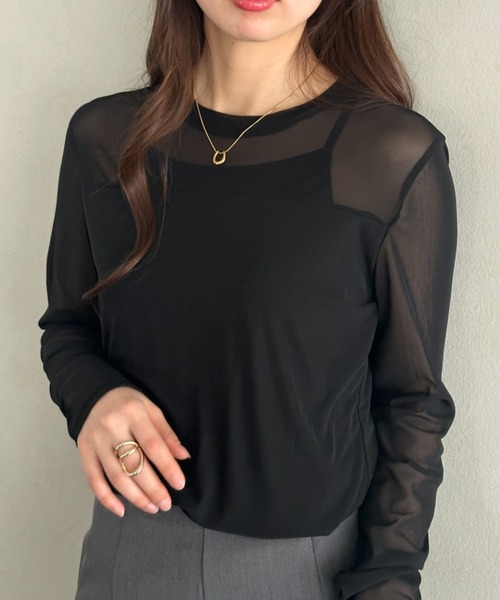 MYMOOD.(マイムード)の「クルーネックシアートップス シンプルシアートップス(Tシャツ/カットソー・レディース・ブラック/ホワイト・FREE)」の16枚目の写真