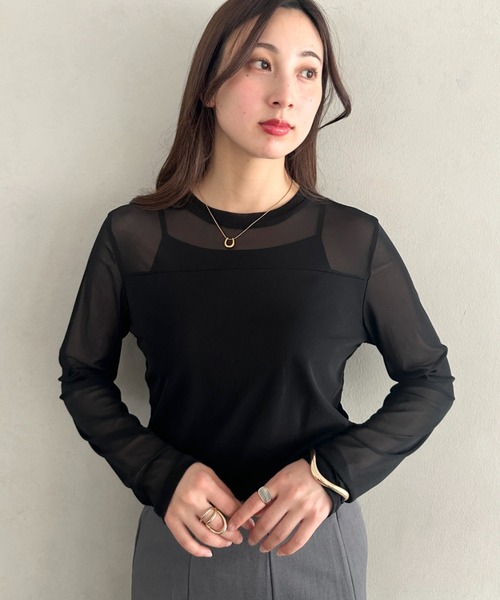 MYMOOD.(マイムード)の「クルーネックシアートップス シンプルシアートップス(Tシャツ/カットソー・レディース・ブラック/ホワイト・FREE)」の19枚目の写真