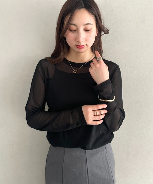 MYMOOD.(マイムード)の「クルーネックシアートップス シンプルシアートップス(Tシャツ/カットソー・レディース・ブラック/ホワイト・FREE)」の20枚目の写真