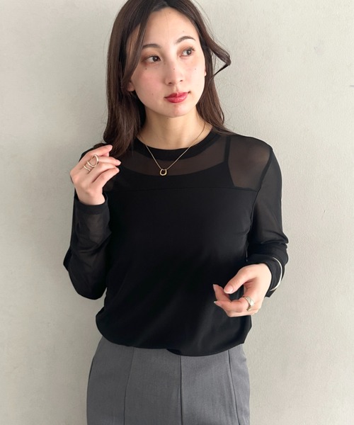 MYMOOD.(マイムード)の「クルーネックシアートップス シンプルシアートップス(Tシャツ/カットソー・レディース・ブラック/ホワイト・FREE)」の21枚目の写真