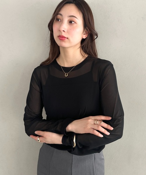MYMOOD.(マイムード)の「クルーネックシアートップス シンプルシアートップス(Tシャツ/カットソー・レディース・ブラック/ホワイト・FREE)」の22枚目の写真