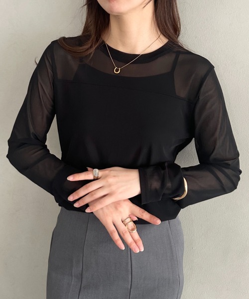MYMOOD.(マイムード)の「クルーネックシアートップス シンプルシアートップス(Tシャツ/カットソー・レディース・ブラック/ホワイト・FREE)」の17枚目の写真