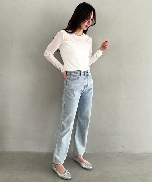 MYMOOD.(マイムード)の「クルーネックシアートップス シンプルシアートップス(Tシャツ/カットソー・レディース・ブラック/ホワイト・FREE)」の14枚目の写真
