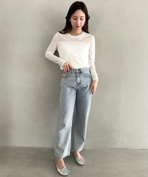 MYMOOD.(マイムード)の「クルーネックシアートップス シンプルシアートップス(Tシャツ/カットソー・レディース・ブラック/ホワイト・FREE)」の15枚目の写真