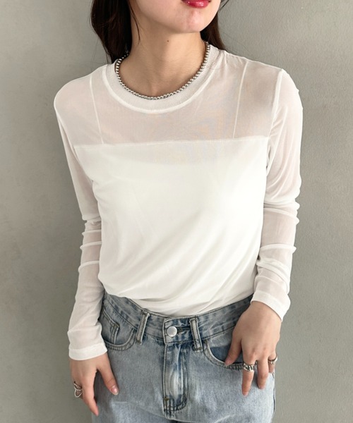 MYMOOD.(マイムード)の「クルーネックシアートップス シンプルシアートップス(Tシャツ/カットソー・レディース・ブラック/ホワイト・FREE)」の5枚目の写真