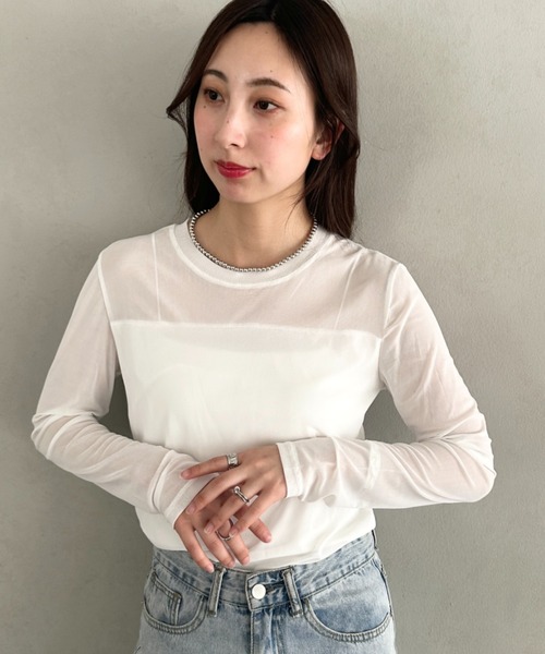 MYMOOD.(マイムード)の「クルーネックシアートップス シンプルシアートップス(Tシャツ/カットソー・レディース・ブラック/ホワイト・FREE)」の11枚目の写真
