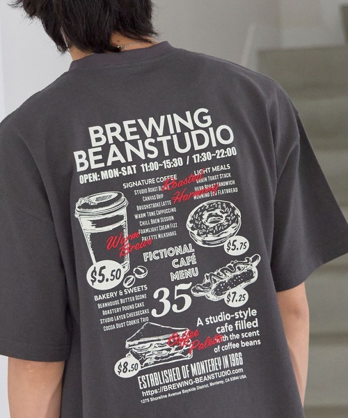 セール】《UNISEX》カフェメニューT バックプリント / 刺繍（Tシャツ