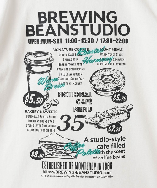 PBLIM(ページボーイリム)の「《UNISEX》カフェメニューT バックプリント / 刺繍(Tシャツ/カットソー・レディース・オフホワイト/チャコールグレー/杢グレー・MEDIUM/LARGE)」の6枚目の写真