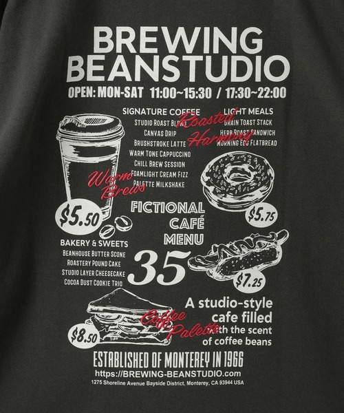 PBLIM(ページボーイリム)の「《UNISEX》カフェメニューT バックプリント / 刺繍(Tシャツ/カットソー・レディース・オフホワイト/チャコールグレー/杢グレー・MEDIUM/LARGE)」の14枚目の写真
