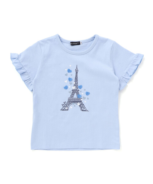 BeBe（ベベ）の「袖フリルエッフェル塔ハートモチーフ天竺半袖Tシャツ（Tシャツ/カットソー・キッズ・ピンク/ブルー・120cm/150cm/140cm/130cm/110cm）」の5枚目の写真