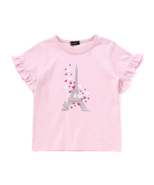 BeBe（ベベ）の「袖フリルエッフェル塔ハートモチーフ天竺半袖Tシャツ（Tシャツ/カットソー・キッズ・ピンク/ブルー・120cm/150cm/140cm/130cm/110cm）」の8枚目の写真