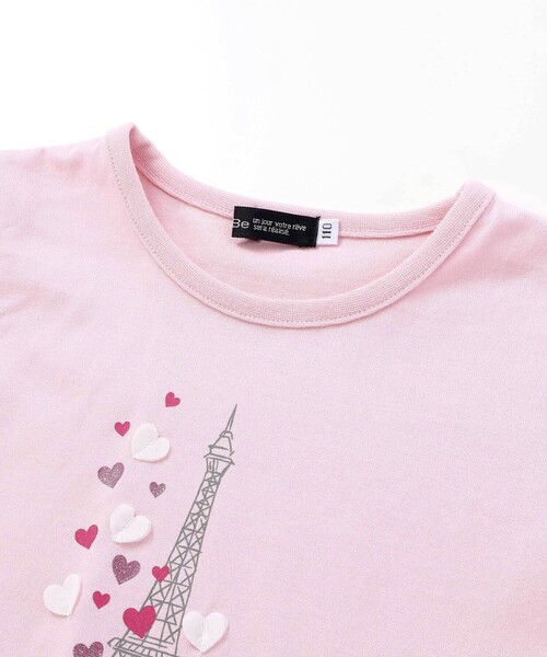 BeBe（ベベ）の「袖フリルエッフェル塔ハートモチーフ天竺半袖Tシャツ（Tシャツ/カットソー・キッズ・ピンク/ブルー・120cm/150cm/140cm/130cm/110cm）」の10枚目の写真