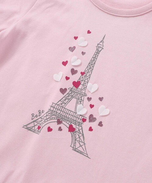 BeBe（ベベ）の「袖フリルエッフェル塔ハートモチーフ天竺半袖Tシャツ（Tシャツ/カットソー・キッズ・ピンク/ブルー・120cm/150cm/140cm/130cm/110cm）」の11枚目の写真