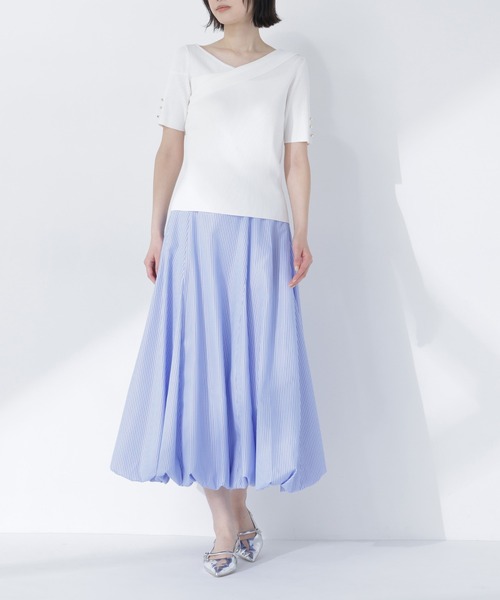 NATURAL BEAUTY BASIC(ナチュラルビューティーベーシック)の「【Oggi.jp掲載】【PS/低身長サイズ】マチバルーンスカート(スカート・レディース・ブルー系その他2/ブラック/オフホワイト・MEDIUM/P/S)」の3枚目の写真