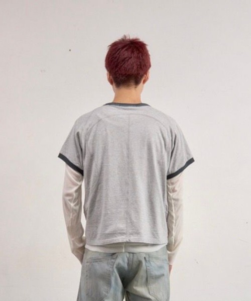NVRFRGT（ネヴァーフォーゲット）の「Panelled Half Sleeve Ringer T-Shirt（Tシャツ/カットソー・メンズ・グレー/ベージュ・1/3/2）」の3枚目の写真