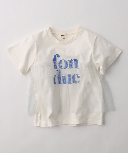 DRC branshes(ディーアールシーブランシェス)の「【新色追加&再入荷/WEB限定/DRC】チュールドッキング半袖Tシャツ(Tシャツ/カットソー・キッズ・チャコールグレー/オフホワイト/ピンク/ブルーグレー/ブラック・120/140/150/100/130/110)」の2枚目の写真