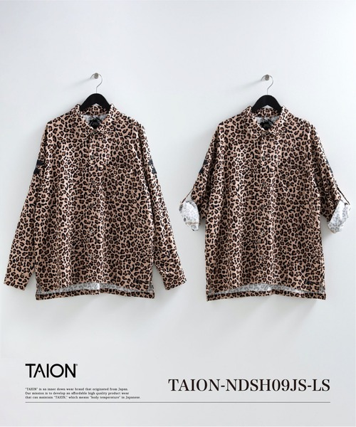 TAION（タイオン）の「【TAION(タイオン)】〈ユニセックス〉ノンダウン ジャパンスペシャル 2WAY レーヨンシャツ（シャツ/ブラウス・メンズ・オフホワイト/レオパード/ダークネイビー/ブラック系その他7・S/M/L/2XL/XL/3XL）」の4枚目の写真