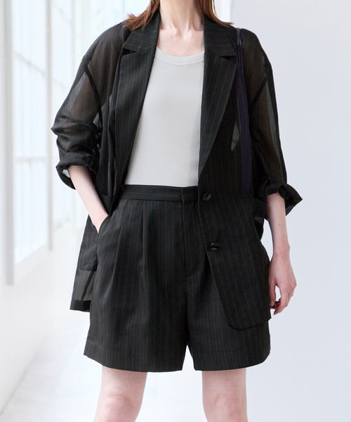 U by SPICK&SPAN（ユーバイスピックアンドスパン）の「シアータックハーフパンツ（その他パンツ・レディース・ブラック・36/38）」の8枚目の写真