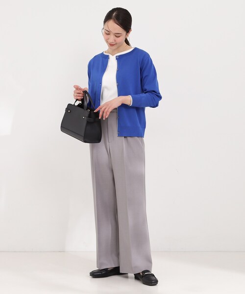 SHOO・LA・RUE（シューラルー）の「配色がコーデのアクセントに レイヤード風クルーカーディガン（カーディガン/ボレロ・レディース・アイボリー系4/ブルー系その他6/グレー系その他5・01/02/03/04）」の14枚目の写真