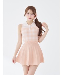 Darich（ダーリッチ）の「ギンガムチェックプリーツニットミニワンピース（ワンピース）」