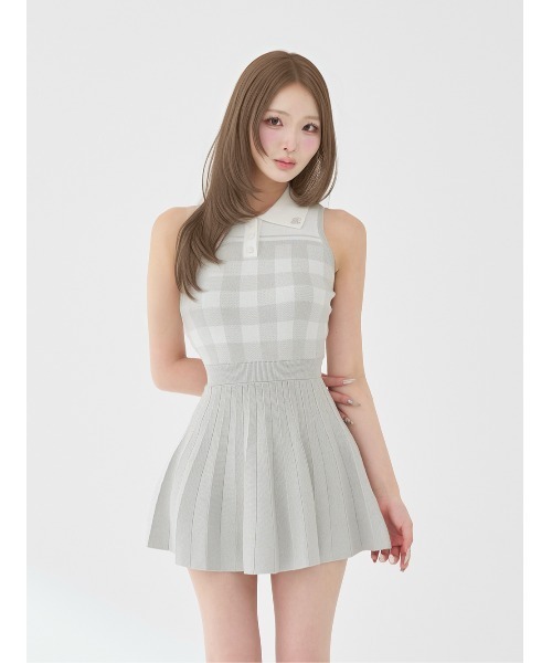 Darich(ダーリッチ)の「ギンガムチェックプリーツニットミニワンピース(ワンピース・レディース・ピンク/ブラック/グレー・FREE/FL)」の14枚目の写真