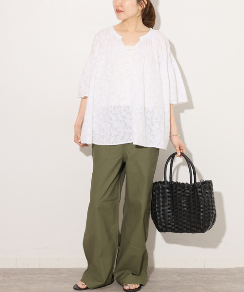 JOURNAL STANDARD relume(ジャーナルスタンダード レリューム)の「コットンジャガードブラウス(シャツ/ブラウス・レディース・ブラック/ホワイト/イエロー・FREE)」の8枚目の写真