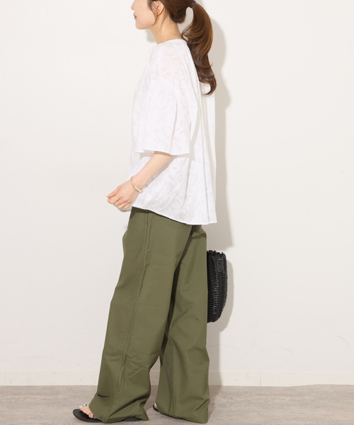 JOURNAL STANDARD relume(ジャーナルスタンダード レリューム)の「コットンジャガードブラウス(シャツ/ブラウス・レディース・ブラック/ホワイト/イエロー・FREE)」の9枚目の写真