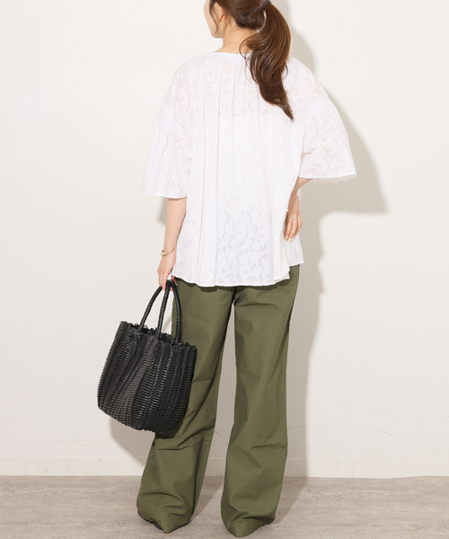 JOURNAL STANDARD relume(ジャーナルスタンダード レリューム)の「コットンジャガードブラウス(シャツ/ブラウス・レディース・ブラック/ホワイト/イエロー・FREE)」の10枚目の写真