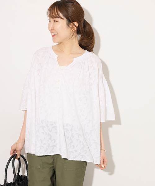 JOURNAL STANDARD relume(ジャーナルスタンダード レリューム)の「コットンジャガードブラウス(シャツ/ブラウス・レディース・ブラック/ホワイト/イエロー・FREE)」の11枚目の写真