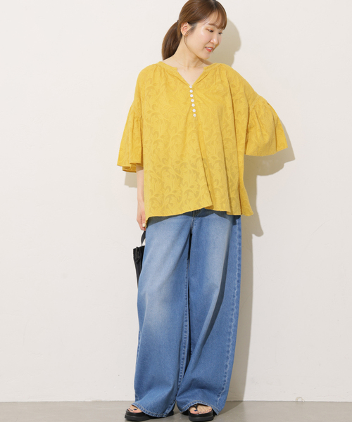 JOURNAL STANDARD relume(ジャーナルスタンダード レリューム)の「コットンジャガードブラウス(シャツ/ブラウス・レディース・ブラック/ホワイト/イエロー・FREE)」の15枚目の写真