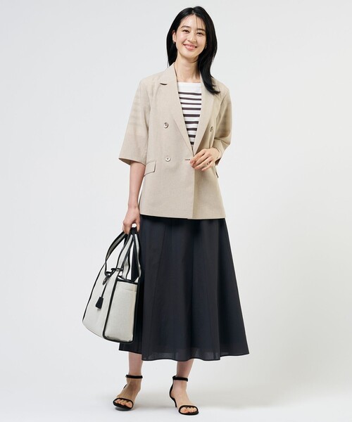 J.PRESS Ladies(J.プレス レディス)の「BREEZ COOL トロ ハーフスリーブ ダブル ジャケット(テーラードジャケット・レディース・ベージュ系/ネイビー系・XS)」の7枚目の写真