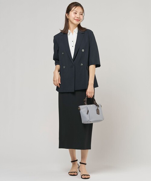 J.PRESS Ladies(J.プレス レディス)の「BREEZ COOL トロ ハーフスリーブ ダブル ジャケット(テーラードジャケット・レディース・ベージュ系/ネイビー系・XS)」の12枚目の写真