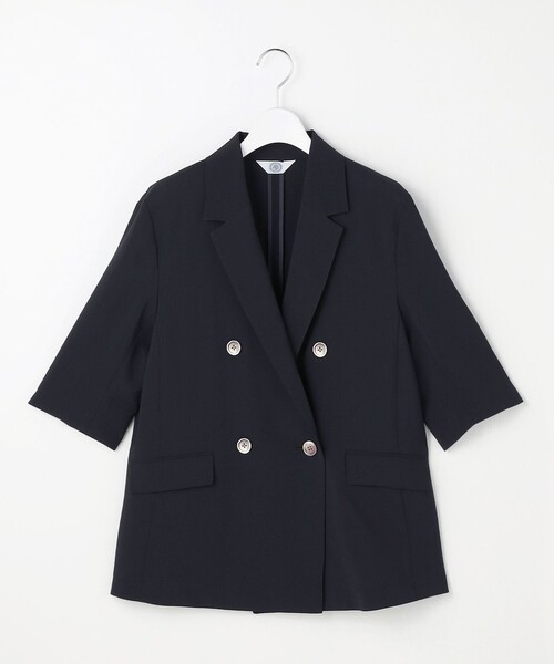 J.PRESS Ladies(J.プレス レディス)の「BREEZ COOL トロ ハーフスリーブ ダブル ジャケット(テーラードジャケット・レディース・ベージュ系/ネイビー系・XS)」の14枚目の写真