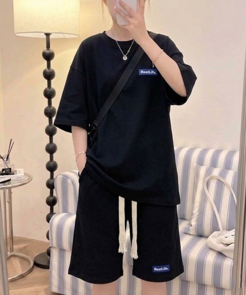 SHEPP（シープ）の「【UNISEX】ワッフル ヘビーウェイト オーバーサイズ セットアップ（Tシャツ/カットソー・メンズ・ブルー/グレー/ブラック・L/M）」の2枚目の写真