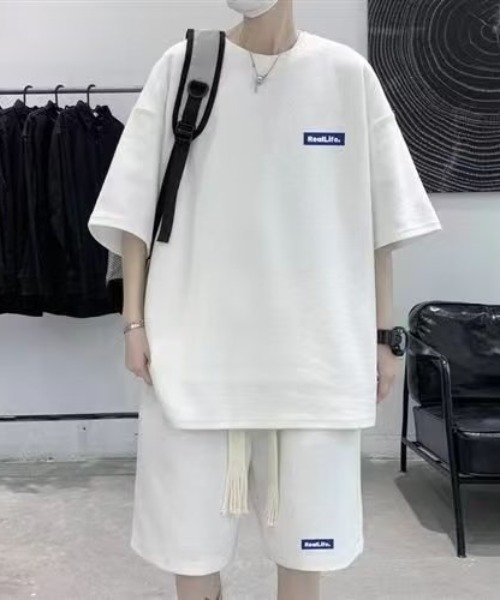 SHEPP（シープ）の「【UNISEX】ワッフル ヘビーウェイト オーバーサイズ セットアップ（Tシャツ/カットソー・メンズ・ブルー/グレー/ブラック・L/M）」の15枚目の写真