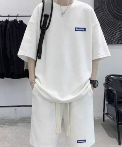 SHEPP（シープ）の「【UNISEX】ワッフル ヘビーウェイト オーバーサイズ セットアップ（Tシャツ/カットソー・メンズ・ブルー/グレー/ブラック・L/M）」の14枚目の写真